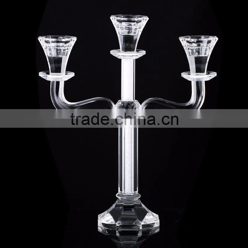 3 arms Transparent Crystal Candle Holder Centerpieces for Wedding Table Decoration