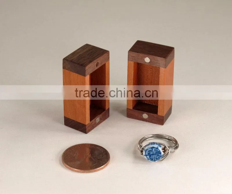 Super mini black walnut wood ring box wholesale