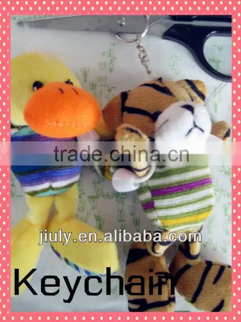 Promotional fuzzy Plush Tiger Keychain