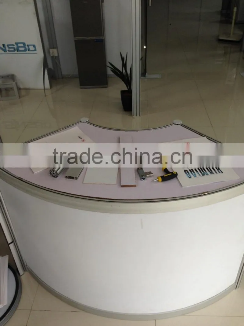 Hot sale Aluminum Curved Solid surface Reception Desk for Exhibition display