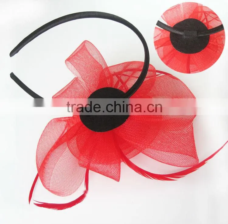 MYLOVE red sinamay fascinators black headband for women MLSM004