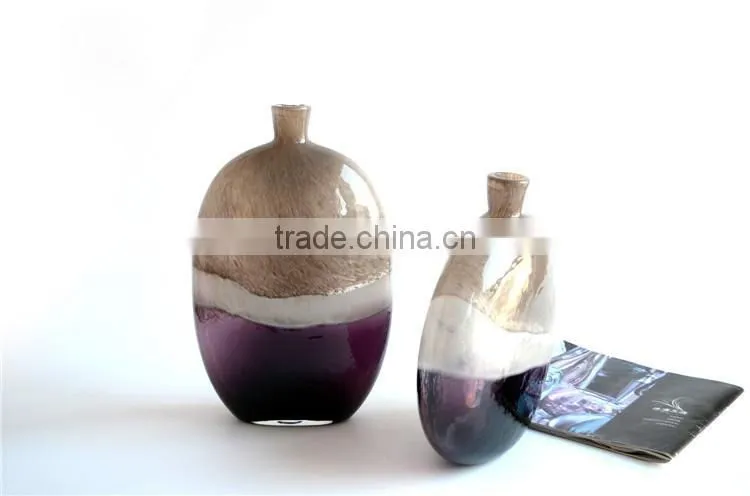 New designed mouth blown purple round arts murano glass vase