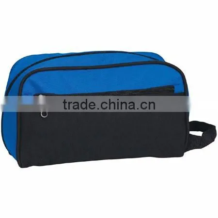 600d polyester blue zipper tote cosmetic bag