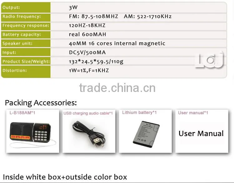 L-B188AM AM MW FM multiband radio receiver