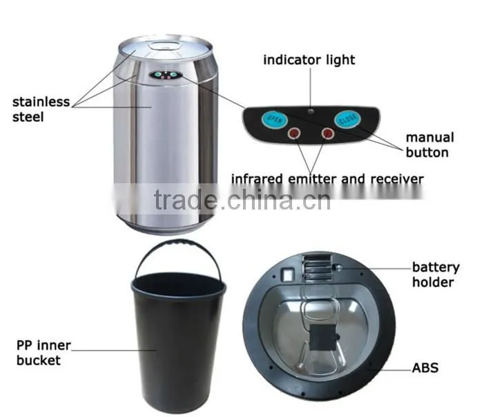 Automatic sensor dustbin solar energy dustbin garbage can trash can plastic Sensor trash bin KSLD-5-26LT one touch dustbin