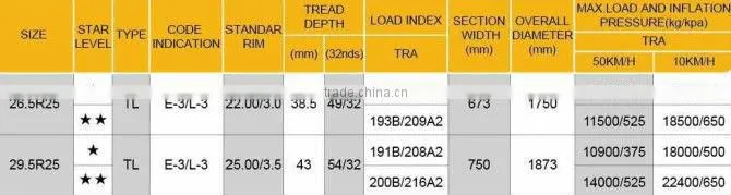 BOTO Radial OTR tire 29.5R25 E3 GCA3