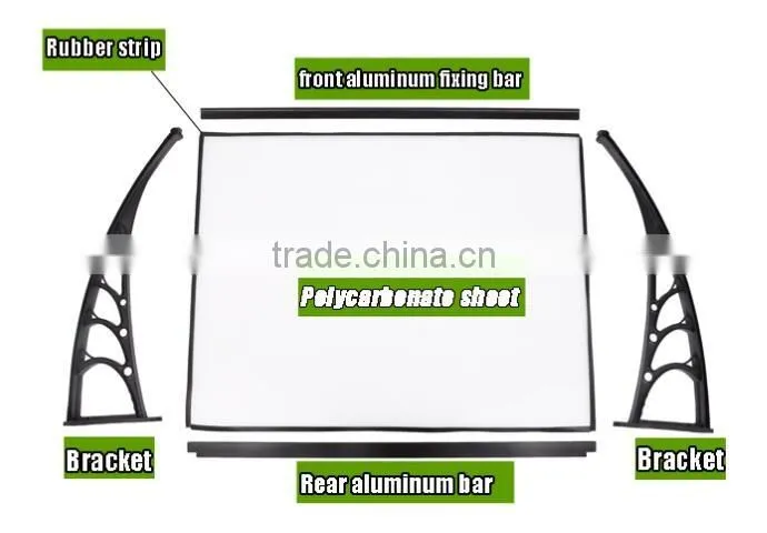 block out rain and sun Polycarbonate sheet awning with sun shield