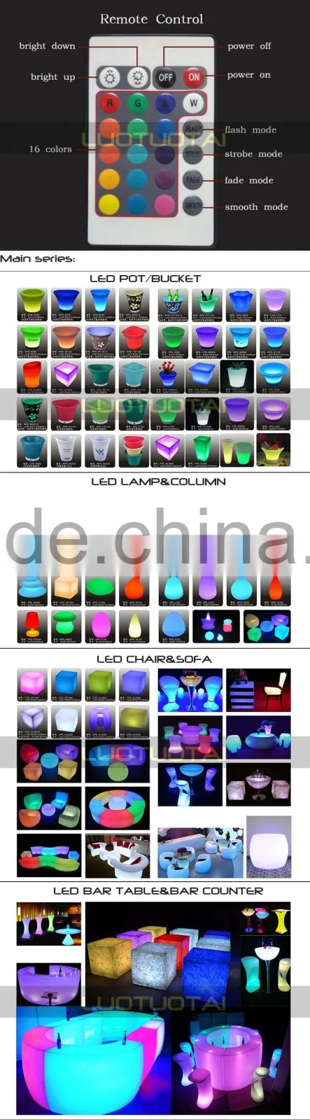 Heavy PE plastic waterproof remote control LED bar chair/LED furniture sofa furniture LTT-CT05A