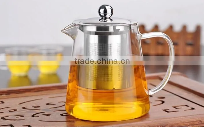 Hand Blown Glass Teapot Stainless Steel Infuser & Glass Lid teapot kettle coffee