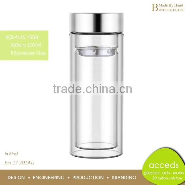 Different Types BPA Free Sports Glass Water Bottle With Infuser