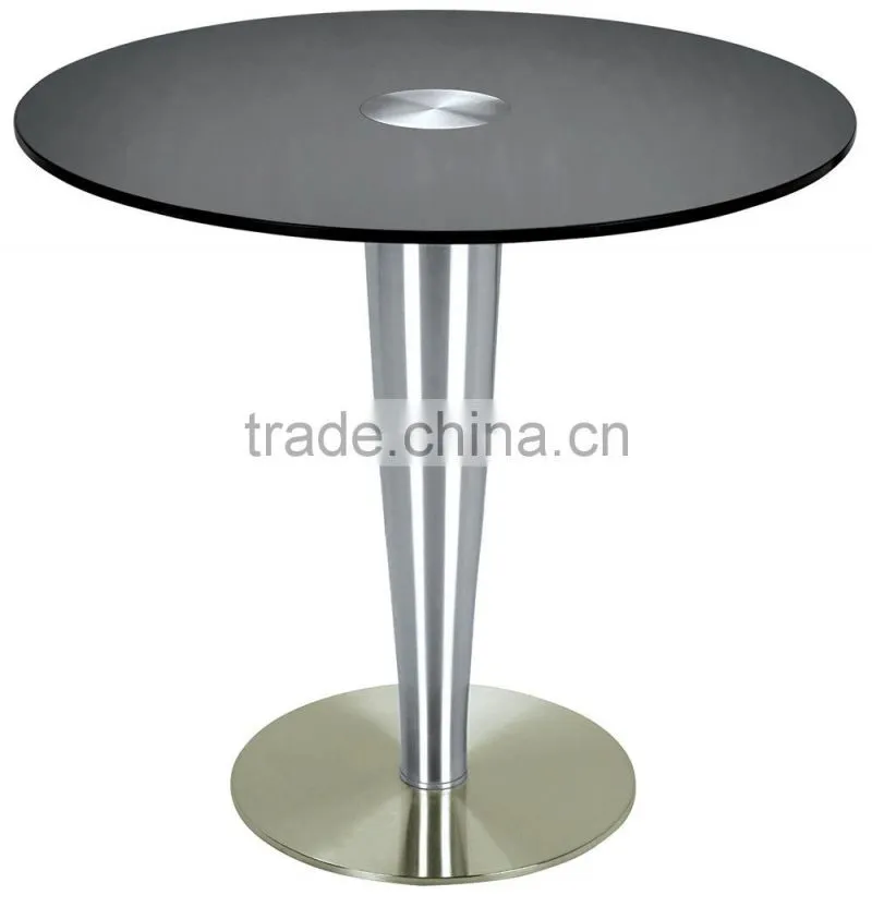 tempered glass top brushed aluminum base cocktail table bar table dining table YY-A006