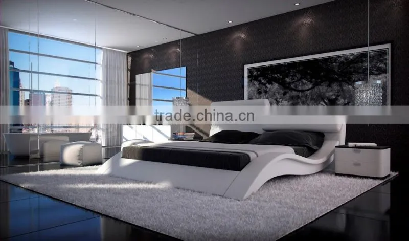 Fahsion S Shaped PU Leather Home Furniture Soft Bed