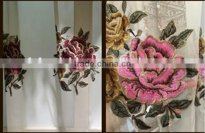 M-8637 Luxury European style living room bedroom beige curtains shade American luxury jacquard curtains