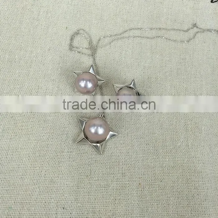 AAA 9-10 mm purple freshwater pearl necklace and earring sets