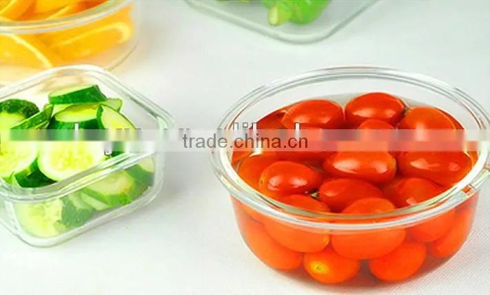 Round Glass Food Container with Lock Lid Glass Bowl
