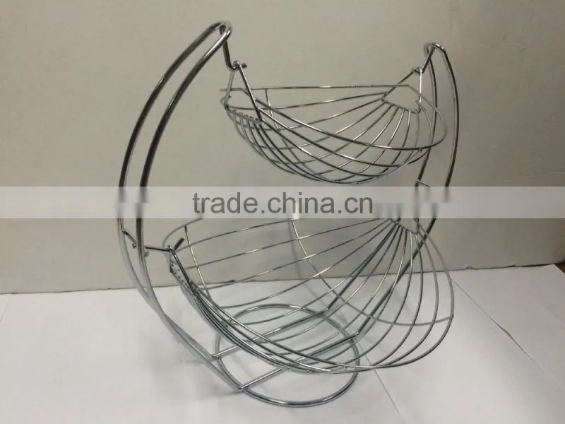 Double Tier Metal Fruit / vegetables Basket Stand
