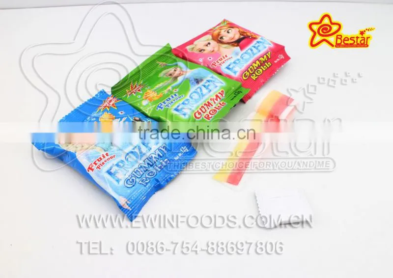 Frozen Gummy Roll with Jelly Jam +popping candy (3 colors packing)