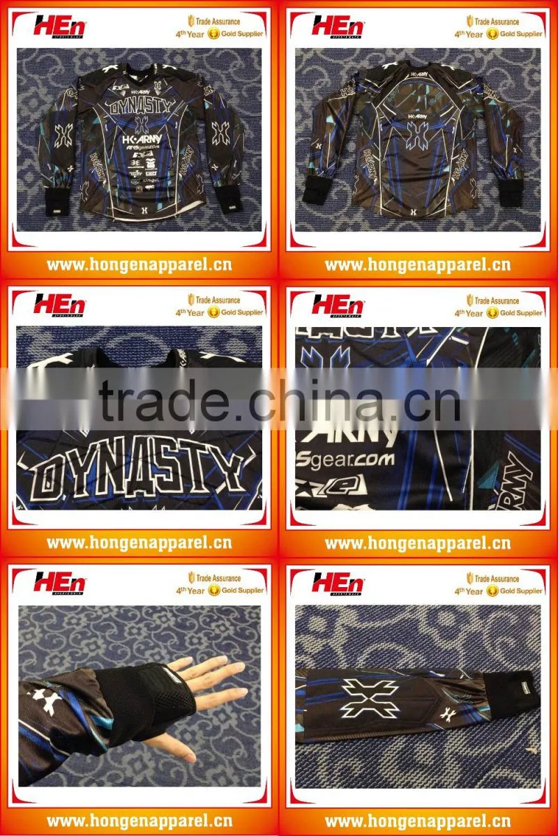 Hongen apparel custom design paintball jerseys /sportswear/ shirts/uniform