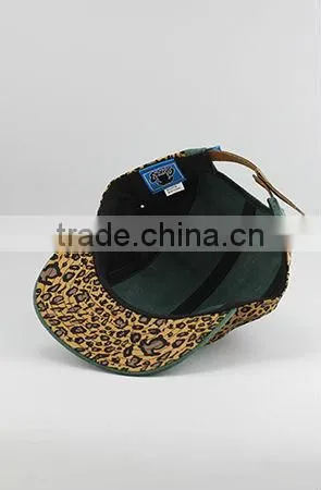 Super awesome leopard cheetah leather applique 5 panel cap