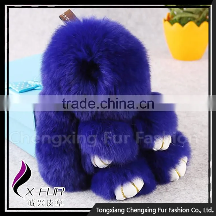 CX-R-10 Lastest Design Hot Fashion Custom Genuine Rex Rabbit Fur Keychain