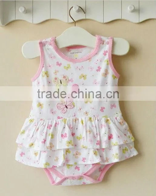 2013 New Arrival summer pretty baby girl's rompers dress,100% cotton baby clothes