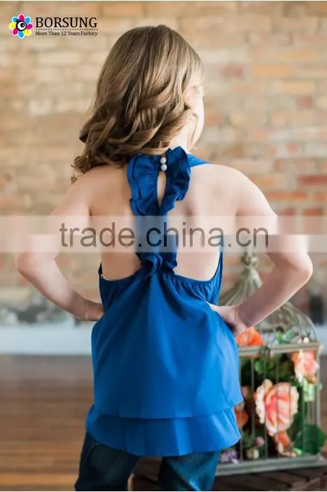 New fashon children clothes Summer cotton Fabric Clothes , Baby gilrs Backless Ruffle tank top