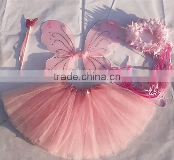 Halloween 4pcs Bithday fairy girls fancy princess dress up costume set
