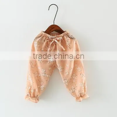 Children's trousers summer baby air conditioning thin pants cotton and linen printed girls children's lantern pants
