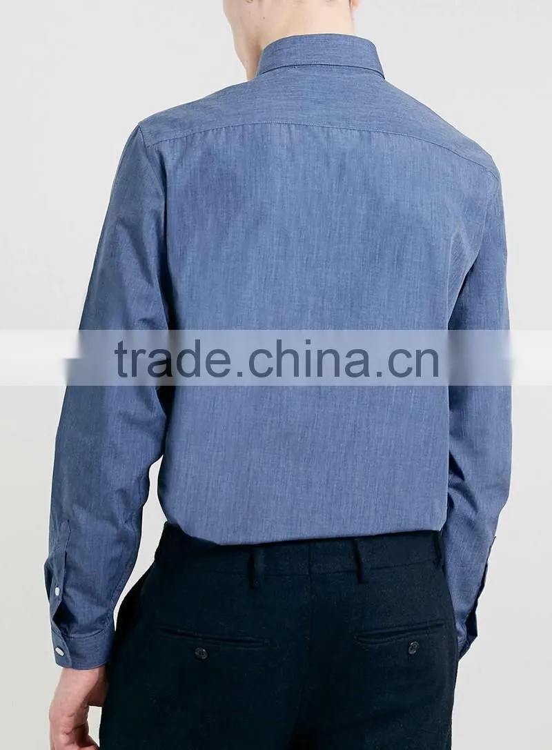 100% cotton Blue Marl Long Sleeve Smart Shirt