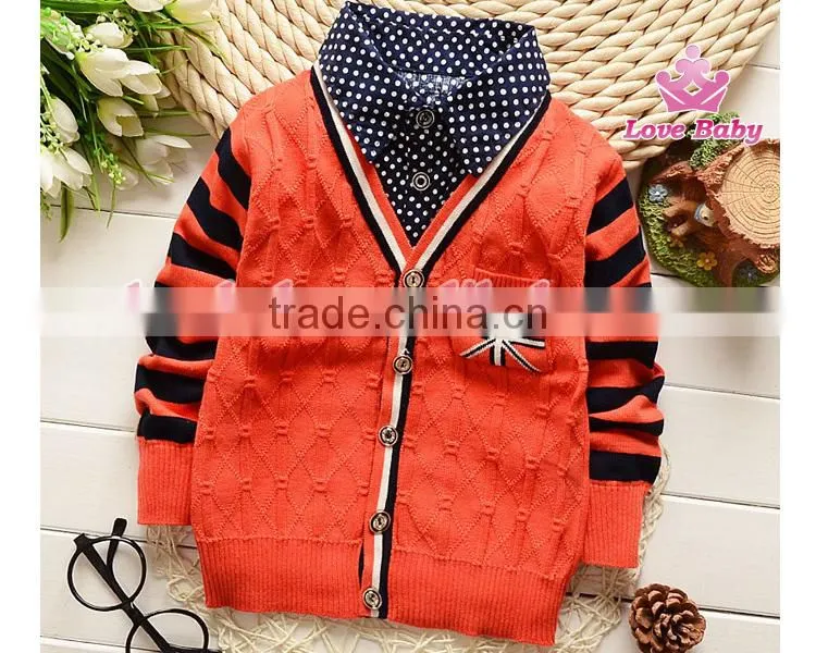 Wholesale National flag fake two pieces infant baby-boy-sweater-designs