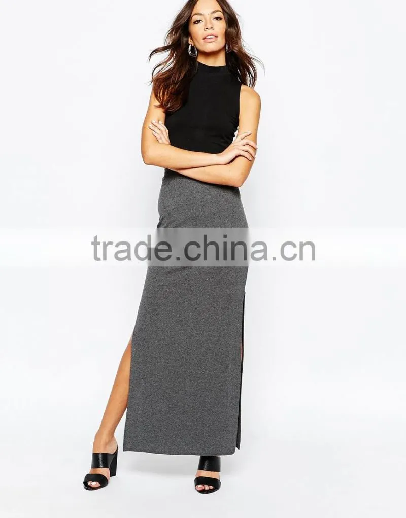 2016 Hot selling skirt manufacturer sexy split long skirt for women maxi skirt