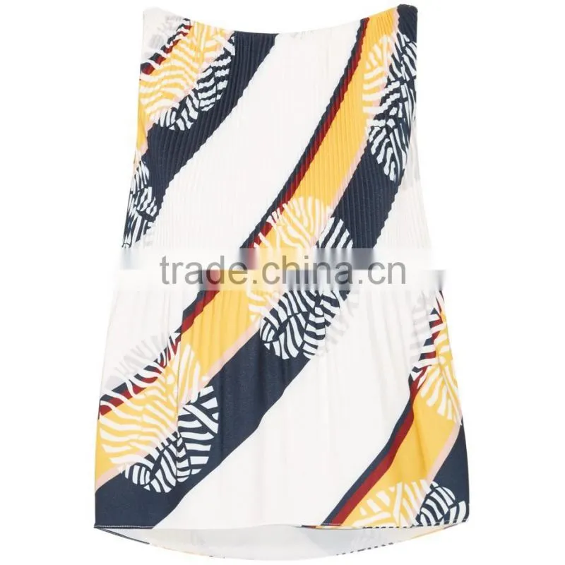 clothing wholesale sleeveless for ladies fashion printing pleat OEM service