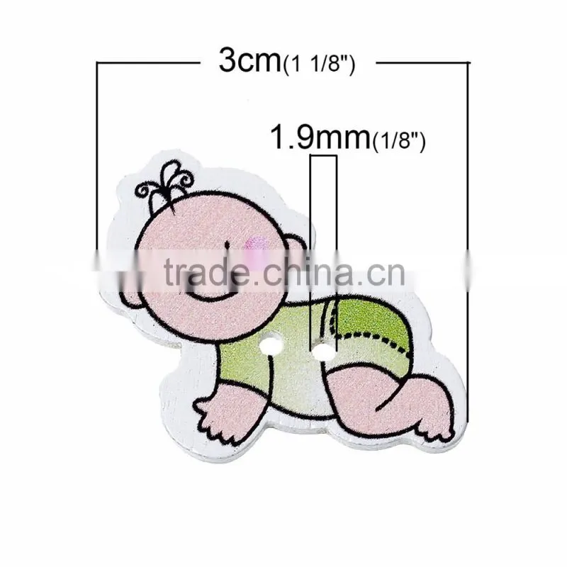 Lovely Mixed Two Holes Baby Shower Decoration Wood Sewing Scrapbooking Button