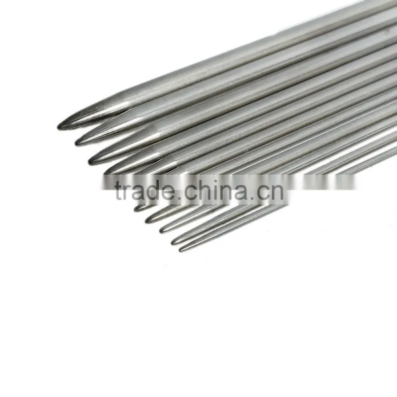 (2.0mm-6.5mm)Stainless Steel Hollow Knitting Needle Silver Tone 21cm long, 1 Set