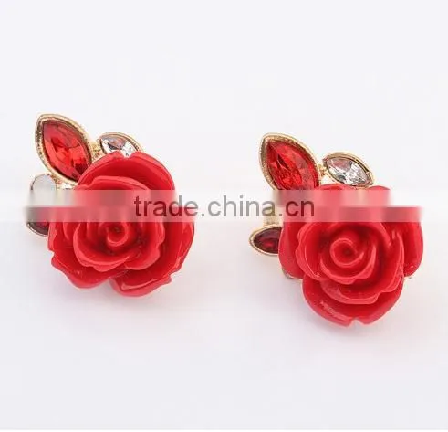 Retro rose flower alloy lady sut earring