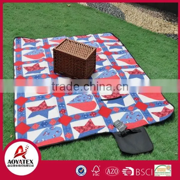 New design fashionable polar fleece waterproof outdoor picnic blanket