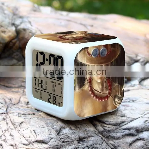 (High Quality)One Piece Colorful Clock Luffy LED Desk clock,Alarm Digital Clock,DIY Clock