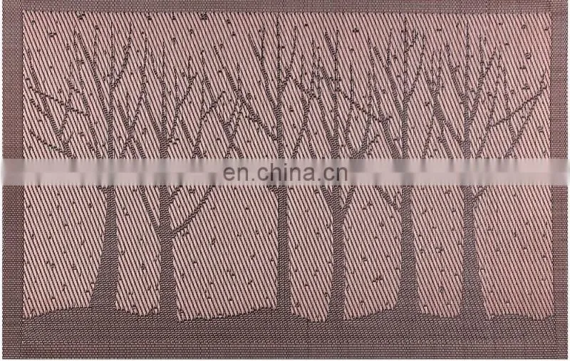 Reversible Golden Brown Color Vinyl Woven Tree Dinner Table Placemat Winter Set