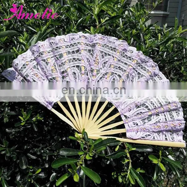 Wholesale Pink Cotton And Wooden Vintage Hand Fan
