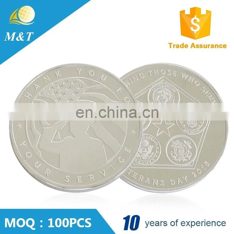 Factory direct sale metal custom made military silver coins