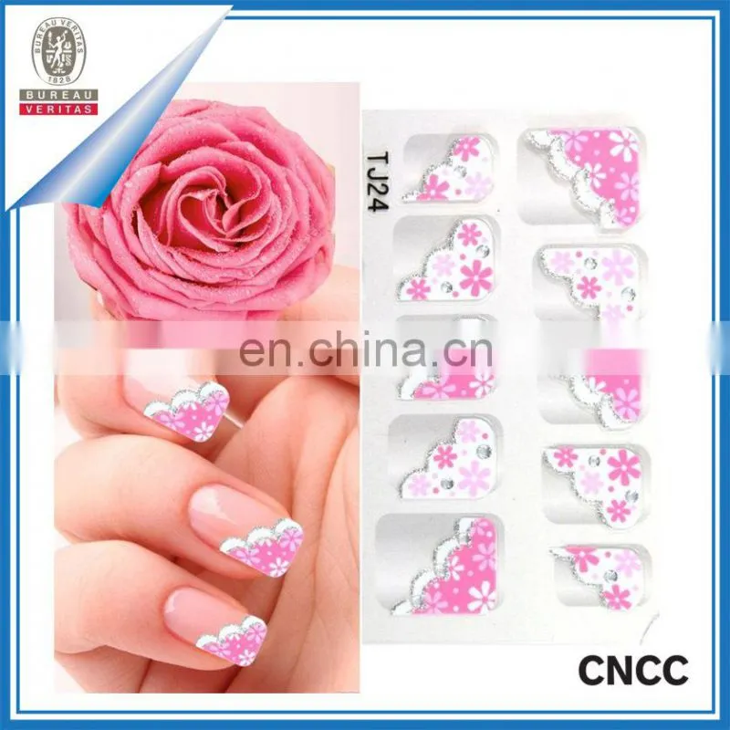 2015 hot sale nail art sticker self adhesive nail polish strips glitter nail decal sticker for valentines day