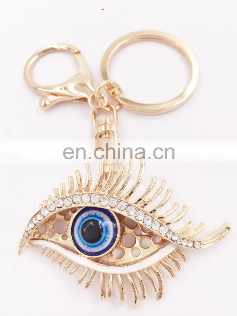 Hot Sale Personalized Metal Crystal Evil Eye Key Ring Car Keychain Pendant Key Chain
