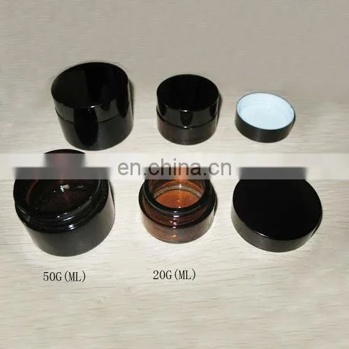 20ml 30ml 50ml brown face cream cylindrical glass bottle with black cap