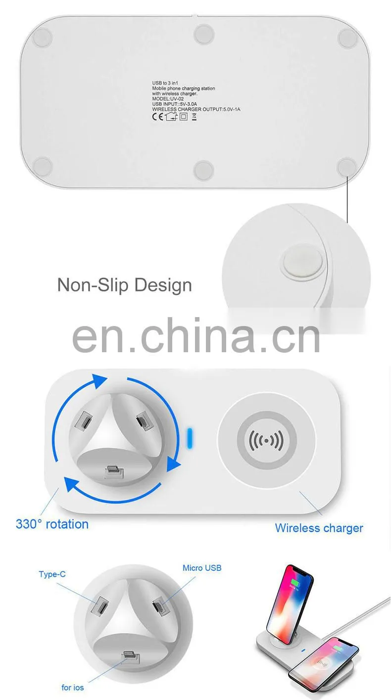 universal wireless charger wholesale for iphone new 2019 trending product charger mobile phones/earphone/Watch charger 3 in 1