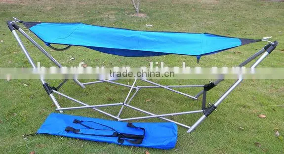 net fabric folding bed with steel tube stand