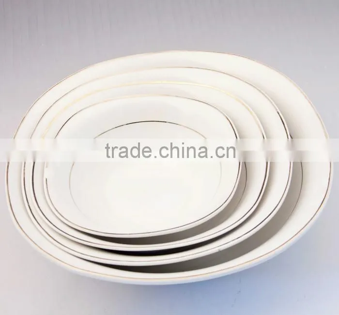 silver porcelain bowls set, silver rim soup bowls, ceramic salad bowl GGK