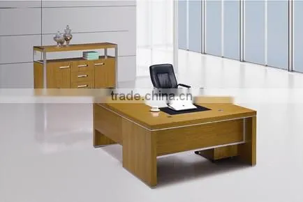 2015# wooden computer desk office desk light color veneer with side table KF-A09