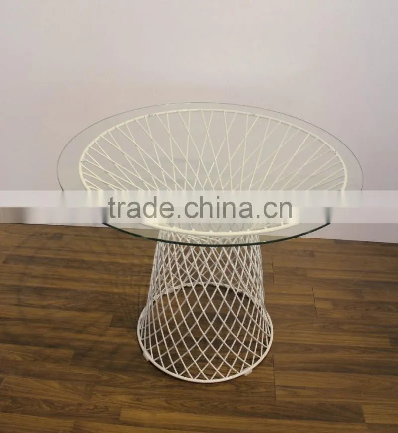 Glass top steel base Platner Table coffee table