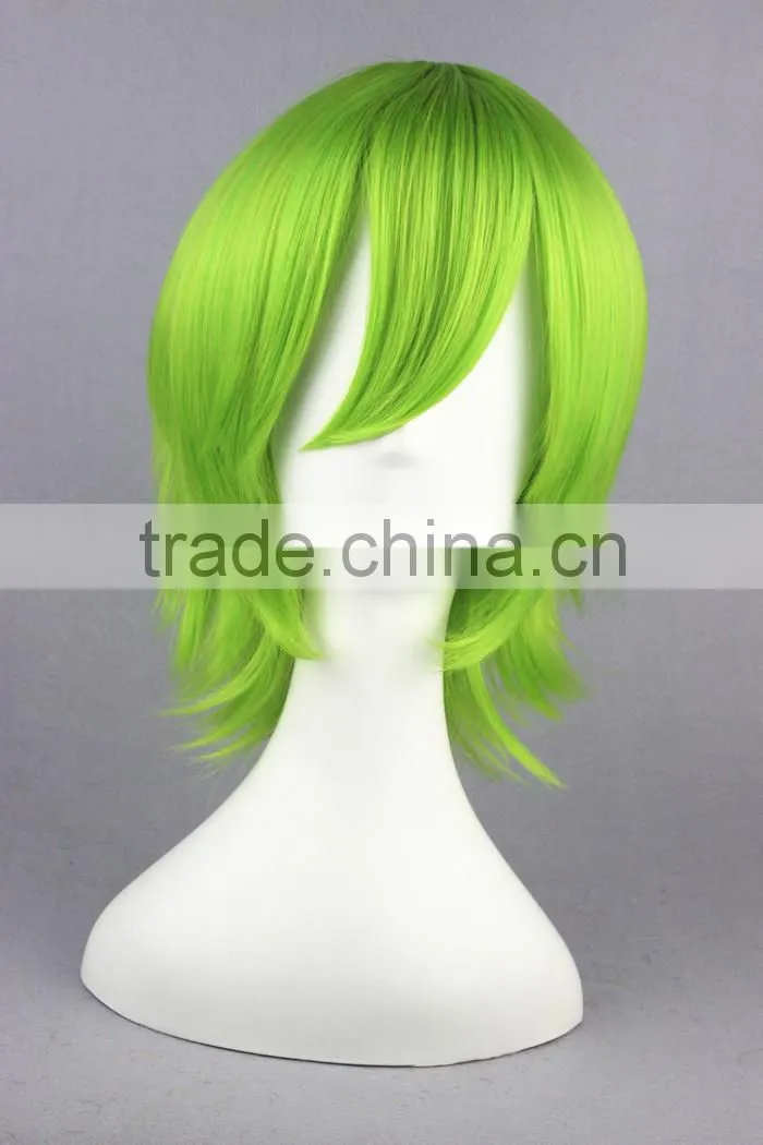 High Quality 35cm Short Straight GUN DAM Ribbons Almark Light Green wig Cosplay Synthetic Anime Wig Cosplay Hair Wigs