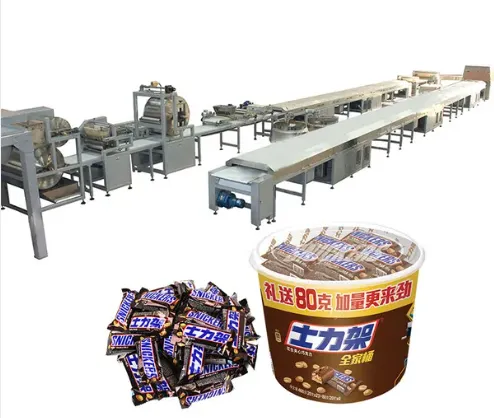 Automatic Multiple Candy Bar Corn bar (snickers) Production Line With Chocolate Enrobing